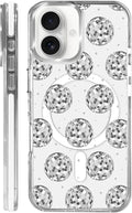 Case for iPhone 16 Plus,[Compatible with MagSafe],Disco Ball Grayish White Phone Case Design，for Women Girls Magnetic Clear Cover - Slim, Sleek, & Shockproof Protection