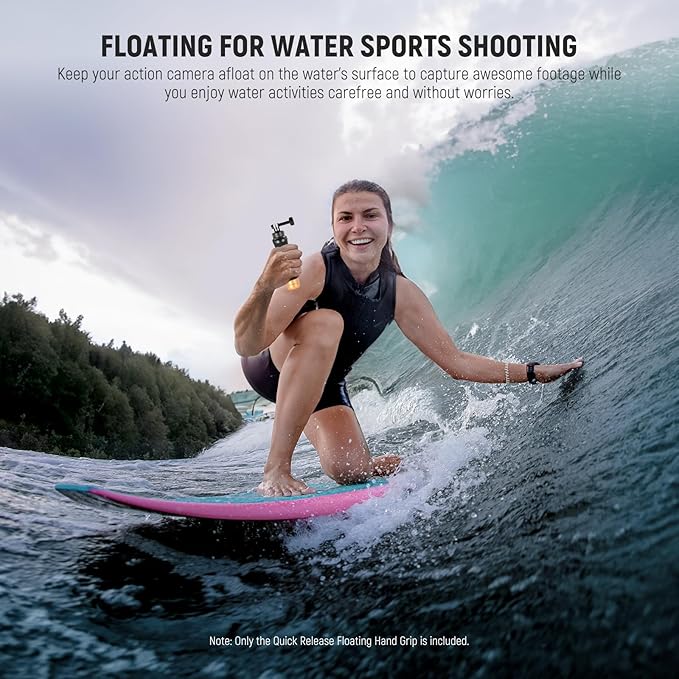 NEEWER Quick Release Floating Hand Grip for Action Camera, Underwater Handle Stick Mount with Detachable Camera Mount Adapter Wrist Strap, Compatible with GoPro13 12 11 10 9, GP23