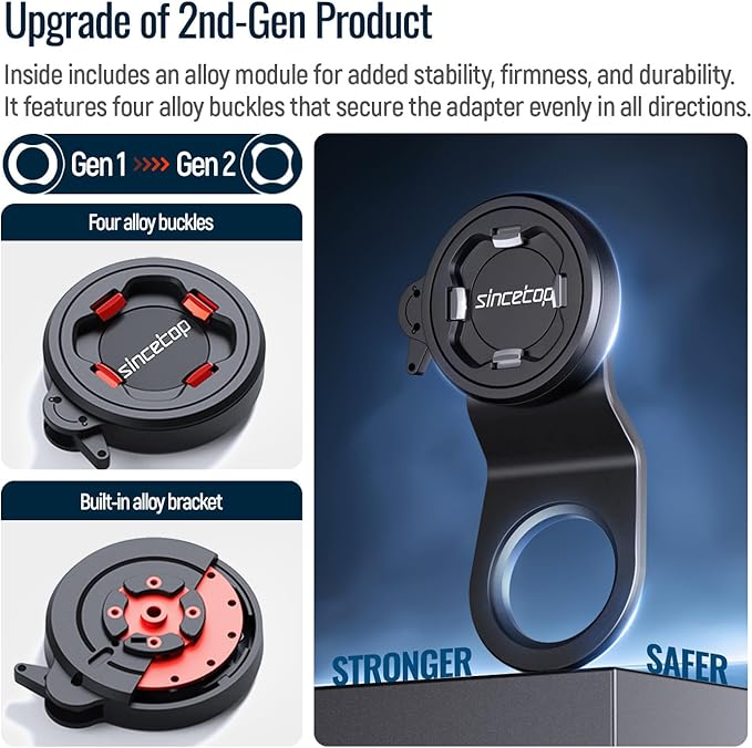 sincetop Bike Phone Mount,Mountain Bicycle Stem Cell Phone Holder,Universal Aluminum Handlebar Phone Clamp,MTB Road Bike Cycling Mobile Phone Clip,Quick Attach/Release 【Series C-2nd Gen】
