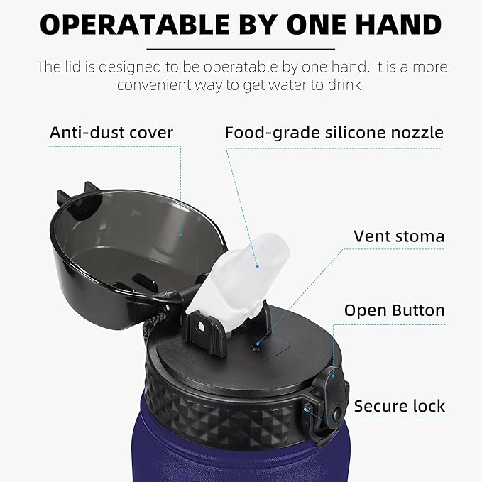 Fanhaw 32 oz Insulated Stainless Steel Water Bottle with Straw Lid, Leakproof Sports Bottle for Men, Women & Teens (Purple Green)