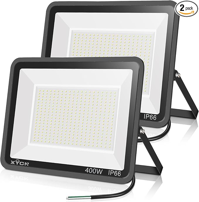XYCN 2pack 400W LED Flood Lights Outdoor, 5000K Daylight White 50000LM Super Bright LED Arena Lights 100-277V IP66 Waterproof Commercial Lighting for Sports, Fields, Stadiums