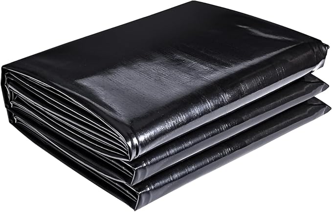 ToLanbbt Pond Liner 14 FT x 14 FT HDPE Pond Liners, 20 Mil UV Resistant Preformed Pond Liner Easy Cutting, Pond Liner for Natural Looking Ponds, Waterfall, Koi Pondsand Water Garden (Black)
