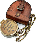 So You Can Always Find Your Way Back Home Engraved Brass Compass with Leather Case & Chain, Vintage Pocket Compass Gift for Men, Husband, Son, Graduation, Hiking, Anniversary, Navigation Compass