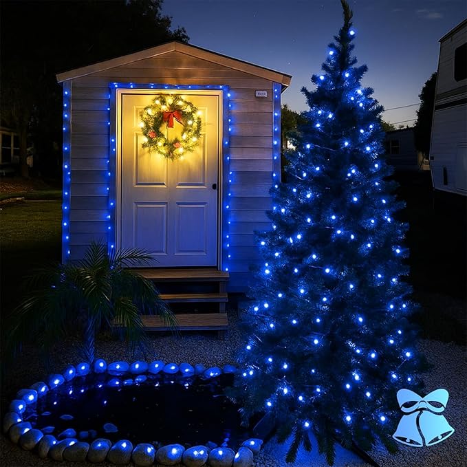 Extra-Long 144FT Solar String Lights for Outside, 2 Pack 400LED Solar Fairy Lights Outdoor Waterproof, Copper Wire with 8 Modes Solar Twinkle Lights for Tree Garden Party Patio Xmas Decor (Blue)