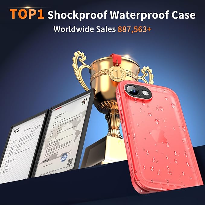 Cozycase Girls Womens Ladies Case for iPhone 16e/iPhone 17e Waterproof Impact Smash Dust Shock Proof Indestructible 16/17 e Around Enclosed Underwater Swimming Case with Lanyard Strap Frosted Pink