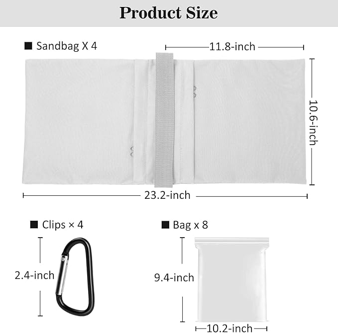 4 Packs White Sandbag Weight Bags for Light Stand Photography Video Equipment, Heavy Duty Saddlebags for Backdrop Stand, Photo Tripod, Canopy, Pop up Tent, Umbrella Base, Fishing Chair, Picnic Table