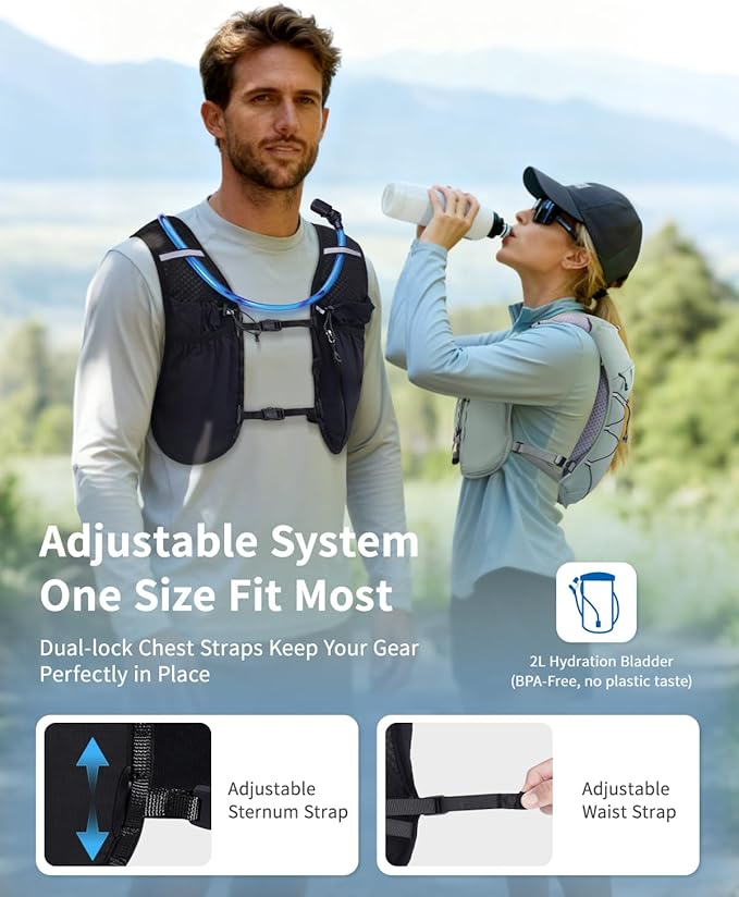 ECOHUB Running Hydration Vest Backpack, Lightweight Hydration Pack Bag Daypack for Hiking Cycling Marathon Backpack Vest for Women Men (No Bladder Included)