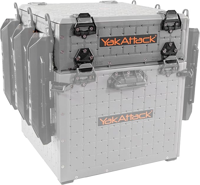 YakAttack ShortStak Upgrade Kit for BlackPak Pro | 16" x 16" – Battleship Grey | Stackable Kayak Crate Add-On with GridLoc Panels & Hardware | Not Standalone | Made in USA