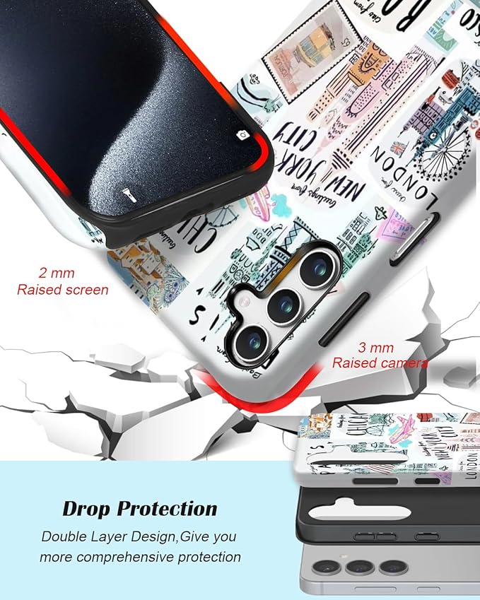 Compatible for Samsung Galaxy A27 5G Case, Dual Layer Heavy Duty 2 in 1 Shockproof Protective Phone Case,Travel Map | Dreamy Place