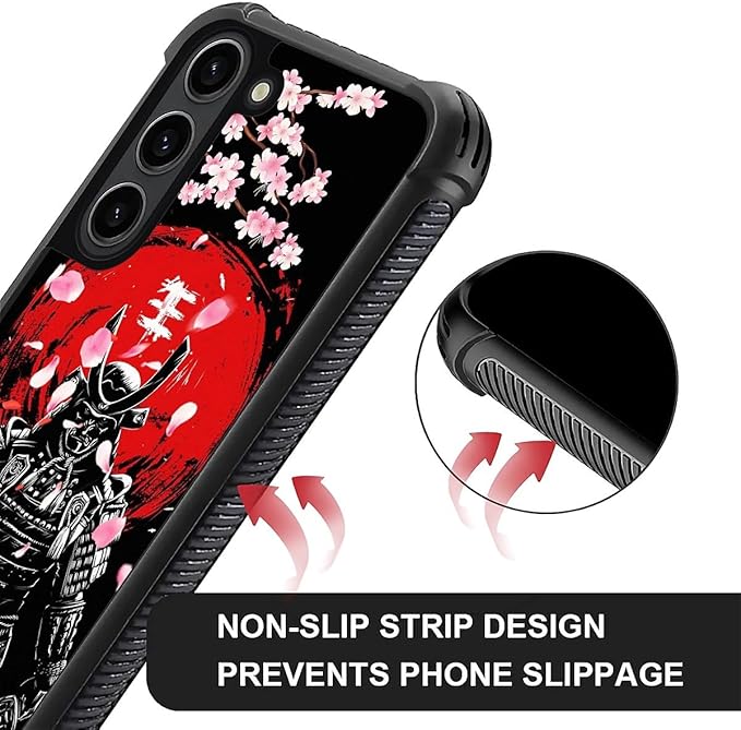 for Samsung Galaxy S23 Plus Case, Sakura Japanese Samurai Pattern Graphic Design Girl Boy Soft Silicone Hard Acrylic Shock Protection for Samsung Galaxy S23 Plus