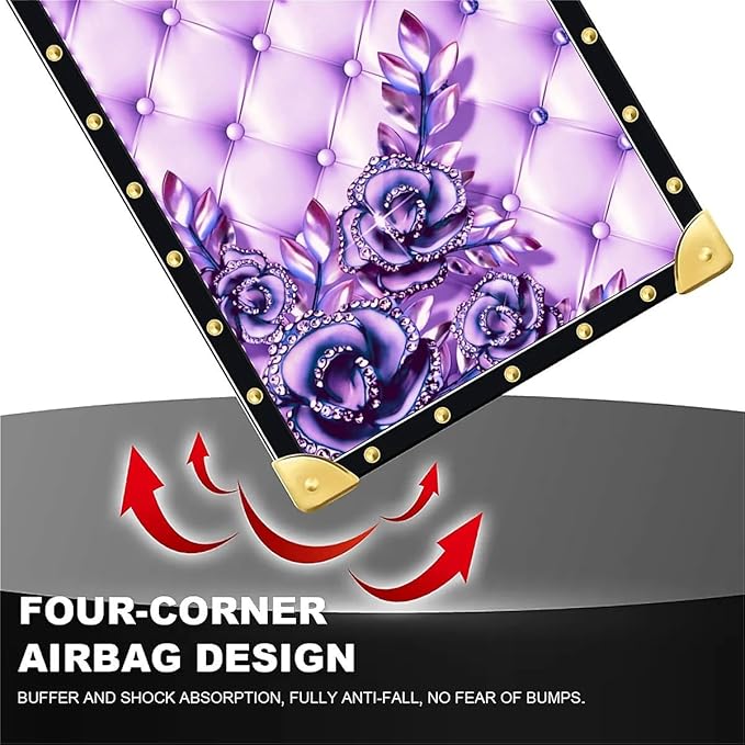 for iPhone 17 Pro Case Luxury Golden Decoration for Girl Women Soft TPU Shockproof Protective Hard PC Back for iPhone 17 Pro Crazy Pattern Purple Butterfly Flowers Leaf