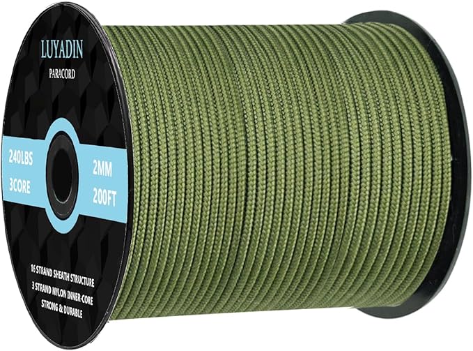 Paracord 240lb - Diameter 2mm Micro Utility Cord -3 Strand Parachute Spool Cord - 100ft 200ft,Paracord for Camping,Hiking,Fishing,Outdoor and DIY