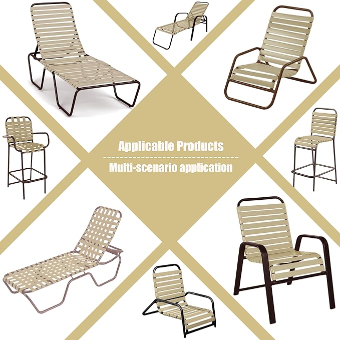 Vinyl Straps for Patio Chair Repair Kit 2'' Wide 10 Ft Long Replacement Straps + 10 Free Rivets for Outdoor Lawn Furniture Chaise Lounge Repair (Driftwood)