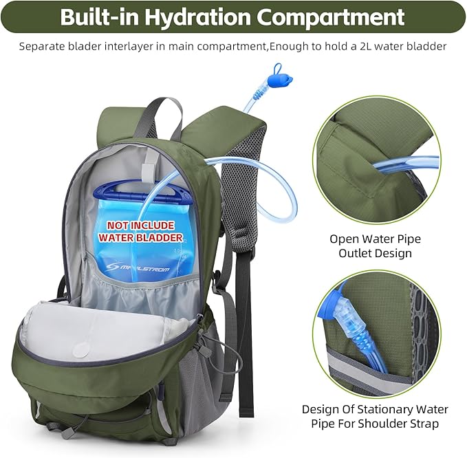 RealCool Hiking Backpack for Men Women,20L Lightweight Waterproof Travel Camping Backpack Hiking Daypack for Cycling Running,Army Green