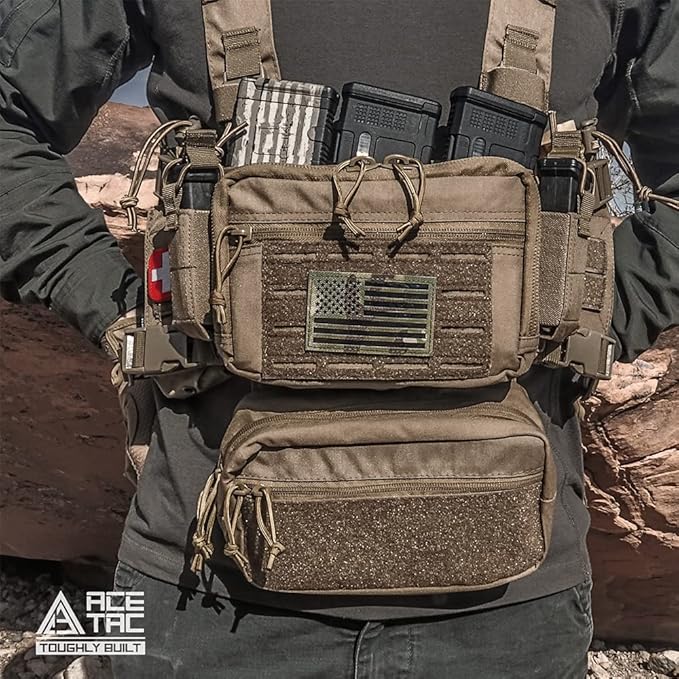 ACE TAC S.O.P. Tactical Chest Rig with 5.56/7.62 & Pistol Magazine Pouch Holders, Wing & Molle Dangler Pouches