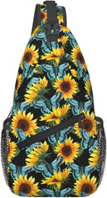 Sunflower And Blue Butterfly Sling Bag For Women Men Fashion Print Backpack Crossbody Shoulder Bag Sling Backpack Chest Bag Travel Hiking Casual Sport Daypack