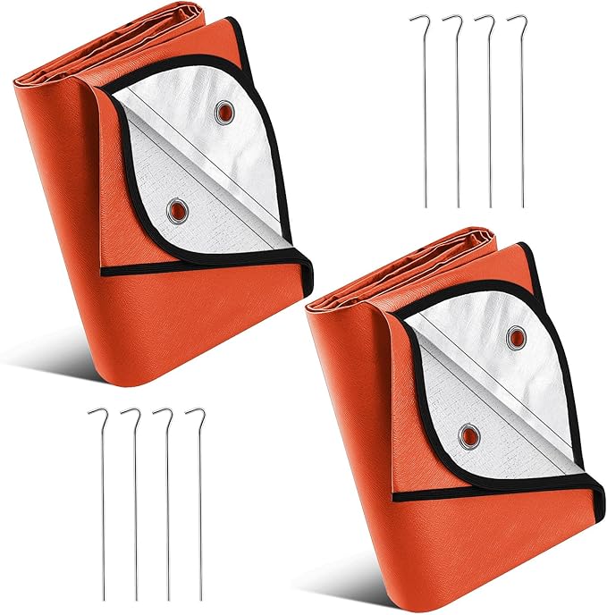 Kingdder 2 Pcs Heavy Duty Emergency Blankets for Survival Camping Blanket Insulated Tarp 60 x 82 Inches Outdoor Waterproof Thermal Reflective Tarp Tent Insulation for Camp Hiking Picnic