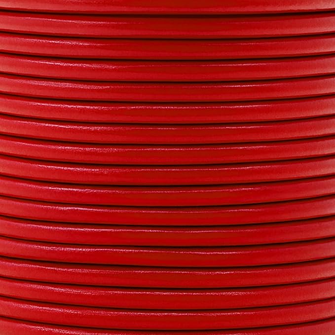 Mandala Crafts Round Cowhide Genuine Red Leather Cord for Jewelry Making Kumihimo Leather Rope Spool - Red 11 Yds 4mm Cording