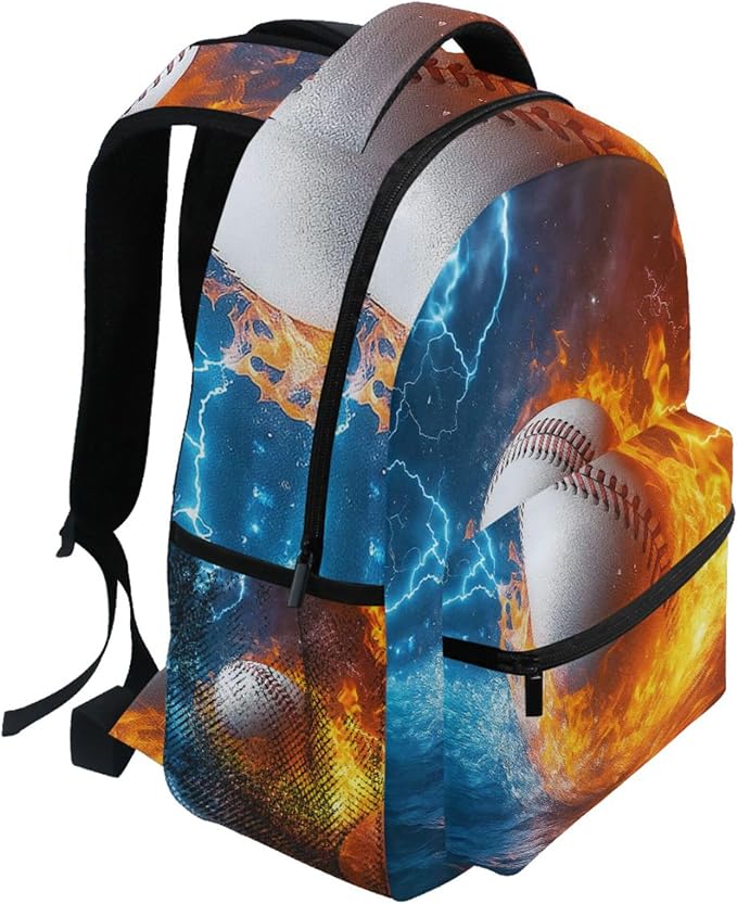 Wamika Baseball Ice Fire Boy Backpack Sports Ball School Backpack Kid Girl Preschool Book Bag