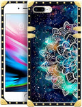 Compatible with iPhone 8 Plus 7 Plus Case, Starry Sky Colourful Mandala Luxury Golden Decoration for Girl Women Soft TPU Shockproof Protective Hard PC Back for iPhone 8 Plus 7 Plus