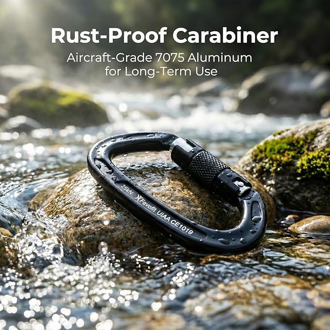 UIAA Certified 25kN-42kN Climbing Carabiners - Favofit Heavy Duty Locking Carabiner Clips with Twist or Screw Lock - Professional Rock Climbing Gear for Tree Climbing Arborist Rappelling & Rescue