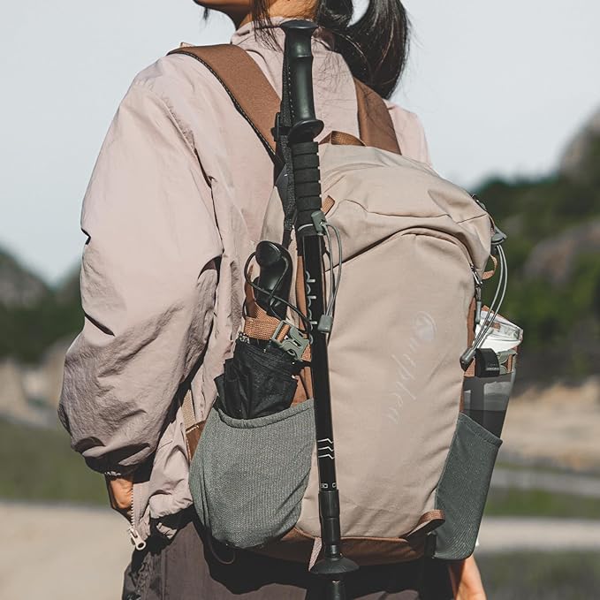 Small Hiking Backpack with Chest Strap for Men Women, 20L Lightweight Waterproof Travel Backpack with Padded Straps, Durable Cute Casual Hiking Daypack for Traveling Camping, Khaki