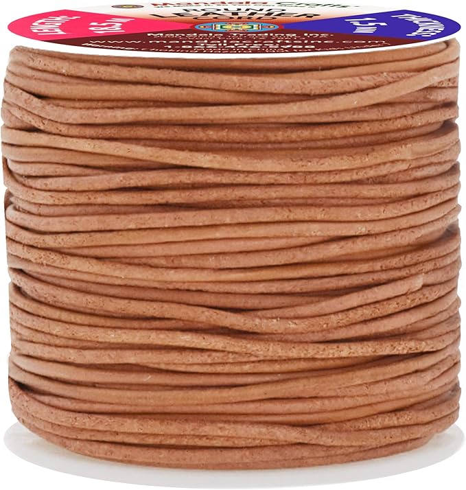 Mandala Crafts Round Genuine Rust Leather Cord for Jewelry Making – 1.5mm Cowhide Leather Rope String Lace for Kumihimo – 20 Yards Cowhide Craft Cording Spool
