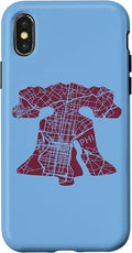 Philadelphia Street Map Liberty Bell Vintage Maroon Philly Case for iPhone X/XS