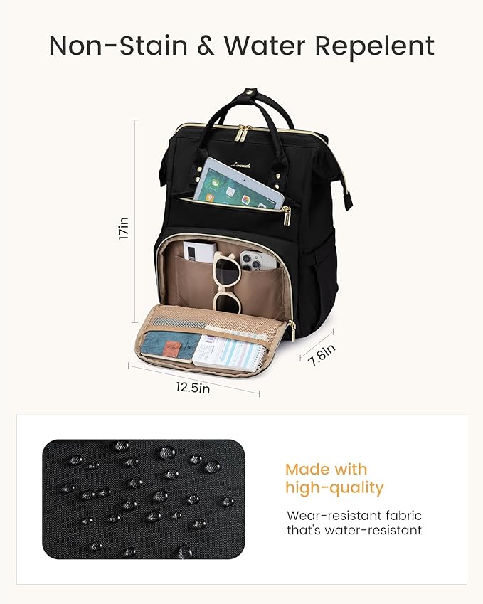 LOVEVOOK Laptop Backpack for Women with Giant Tumbler Holder Pocket,17 inch Waterproof Travel Backpack Purse Computer Laptop Bag,Professional Work College Nurse Teacher Backpack Daypack,Dark Green