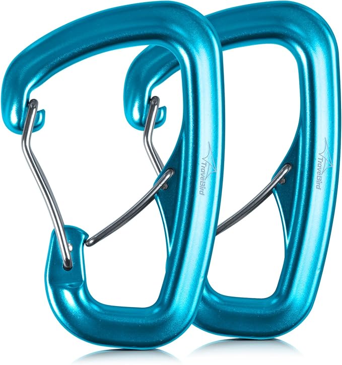 Heavy Duty Carabiner Clip Hook 8KN (1763 lbs), 2 PCS Ultra-Light Aluminum Caribeaners with Double Door D Ring Shape, for Hammock, Camping, Hiking, Backpacking, Dog Leash, Keychain Clip