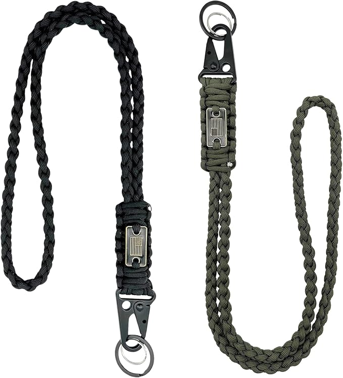 DDOUT Heavy Duty Paracord Lanyard 550 Paracord Braided Keychain for ID Badges, Camera, Whistle, Traveling, Outdoor Activities