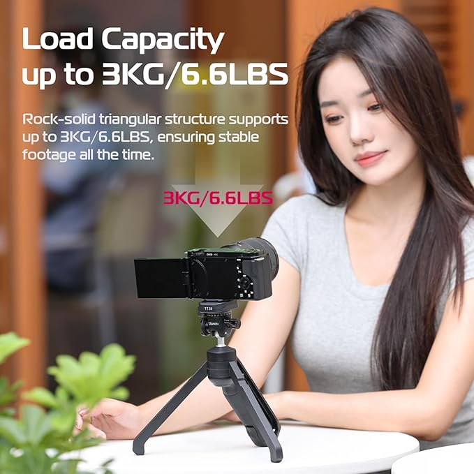 ULANZI TT38 One-Click Opening Vlogging Tripod Uka Quick-Release F38 w Cold Shoe Panoramic Ball Head w Hidden Hook, Camera Tabletop Flexible Travel Tripods for Sony/Canon/Nikon/Fujifilm and More