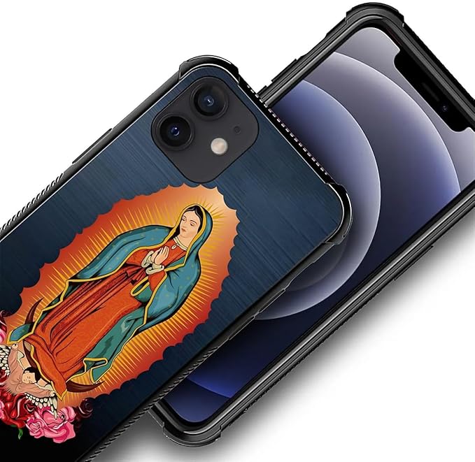 for iPhone 11 Case, Red Virgen Guadalupe Pattern Graphic Design Girl Boy Soft Silicone Hard Acrylic Shock Protection for iPhone 11