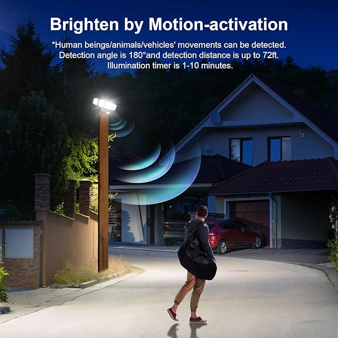 Onforu 7000LM 70W Motion Sensor Outdoor Lights, 5 Head Flood Lights Outdoor Hardwired, IP65 Waterproof LED Security Light, 6500K Dusk to Dawn Outdoor Lighting, Floodlight for Garage, Yard, Driveways