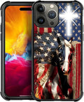 for iPhone 15 Pro Case, Red American Flag Horse Cross Pattern Graphic Design Girl Boy Soft Silicone Hard Acrylic Shock Protection for iPhone 15 Pro