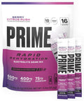 PRIME Rapid Rehydration Electrolyte Powder Sticks, Berry Citrus Rush, Sugar Free Hydration Drink Mix with Sodium, Potassium, Magnesium & B Vitamins to Replenish Fluids, Caffeine Free, 16 Count