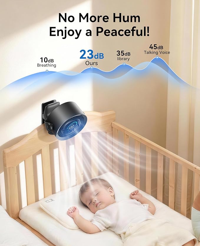 KIMMOO Portable Clip on Fan, 100-Speed Rechargeable USB Fan with LED Display, 360° Rotation & Strong Airflow Desk Fan, Up to 17 Hours Small Battery Fan for Outdoor Travel Camping Treadmill Car (Black)