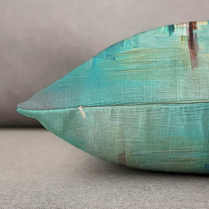 TKS MITLAN Colour Paint Pillow Cover 18x18 inch Modern Art Made with Teal, Orange Colour Paint Smears and Rough Brush Strokes Pillows Decorative Throw Pillows Farmhouse Decor for Home Cushion Case