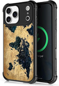 for iPhone 17 Pro Max Case,for MagSafe Graphic Design for Girl Boy Soft Silicone Hard Acrylic Shock Protection Designed for iPhone 17 Pro Max Brown World Map Pattern
