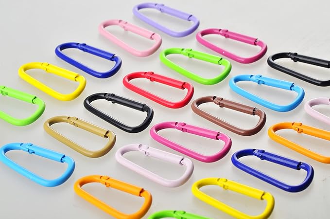 Carabiner Clip 24Pcs Metal Colored Keychain Clip D Spring Clips Cute Carabiner Bulk Keychain Hooks Caribiner Key Rings for Car Keys DIY Bag Charm Handbag Purse
