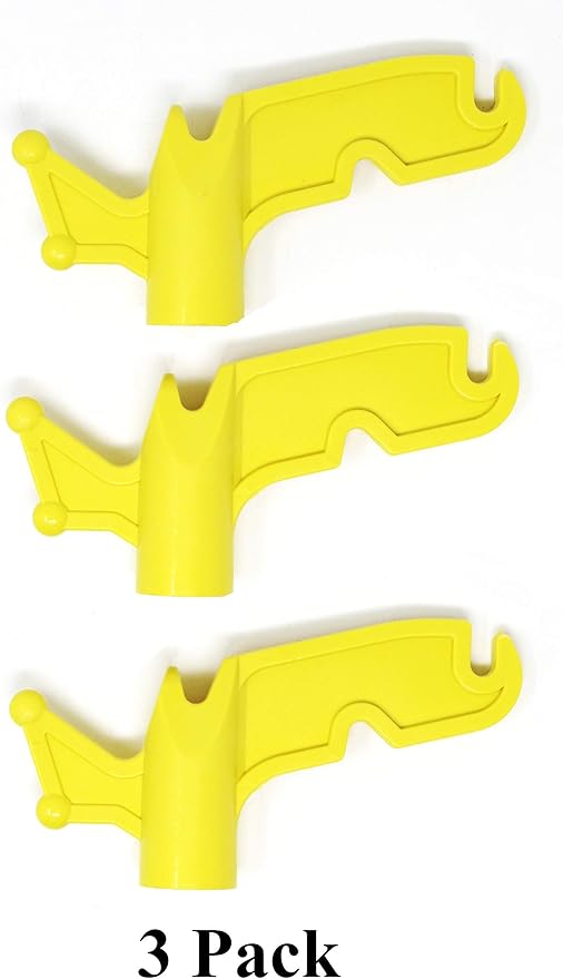 JSP Manufacturing Multi-Purpose Plastic Utility Hook Screw On Pole Attachment (Pole NOT Included) - Hang Christmas Lights, Bird feeders, Sting Lights, Ropes, Boat Lines (3, Yellow)