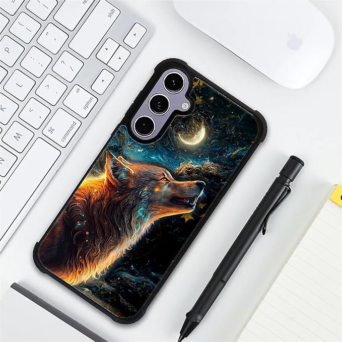 for Samsung Galaxy S24 S25 Case, Star Cave Hungry Wolf Pattern Graphic Design Girl Boy Soft Silicone Hard Acrylic Shock Protection for Samsung Galaxy S24 S25