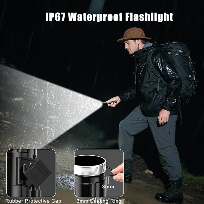 Goreit Super Bright LED Flashlight - 30W Output for 50000 Lumens & 3937ft Beam, USB-C Rechargeable with 12H Runtime, IP67 Waterproof Powerful Handheld Linternas for Home, Camping, Hiking, Emergency