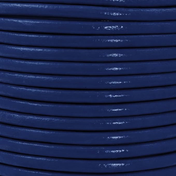 Mandala Crafts Round Genuine Navy Blue Leather Cord for Jewelry Making – 3mm Cowhide Leather Rope String Lace for Kumihimo – 20 Yards Cowhide Craft Cording Spool