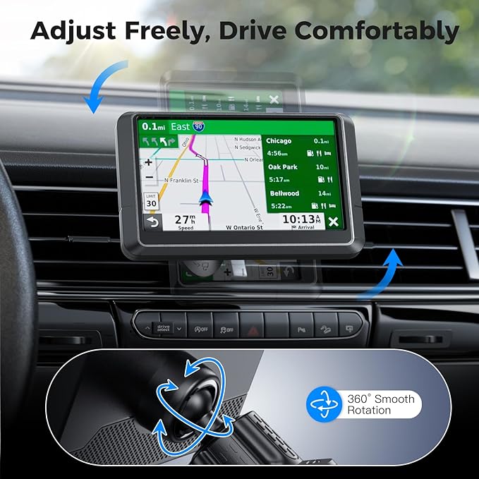 Garmin GPS Car Mount – Upgraded Metal Hook Air Vent Holder, 17mm Ball Air Vent Mount Compatible with Garmin Nuvi, Drive, DriveSmart, Dezl & Other 17mm Ball GPS Devices