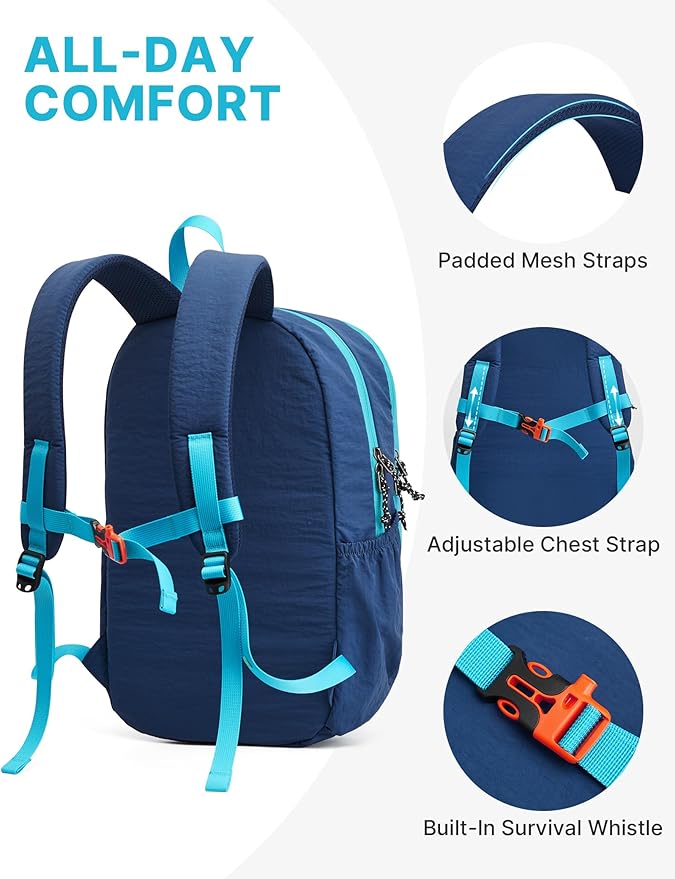 G4Free 15L Hiking Backpack Lightweight Small Travel Backpack Casual Daypack for Women Men Outdoor Campus, Blue