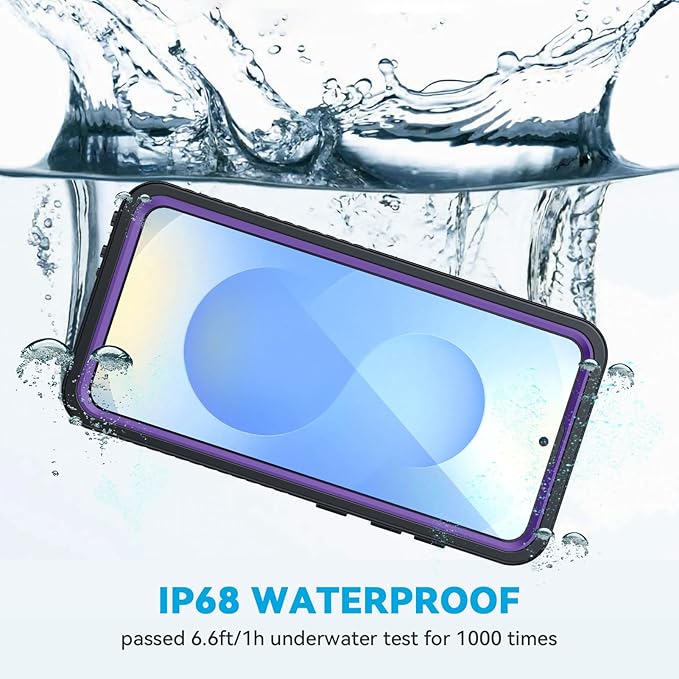 Lanhiem for Samsung Galaxy S25 Case, IP68 Waterproof Dustproof, Built-in Screen Protector, Rugged Full Body Shockproof Protective Cover for Galaxy S25, Purple