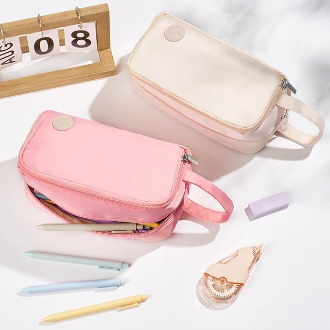Sooez Pencil Case, Large Pencil Pouch Pencil Bag with Pull-Out Organizer for Quick Access, Cute Pencil Case with Sturdy Zipper, Aesthetic School Supplies for Girls Boy Women, Purple