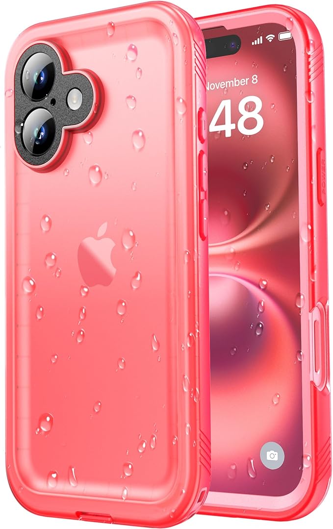 SPORTLINK for iPhone 16 Plus Case - IP68 Waterproof Military Protective Full Body Heavy Duty Shockproof 360 Sealed Dustproof with Camera Screen Protector Cover for i Phone 16 Plus 6.7" Pink