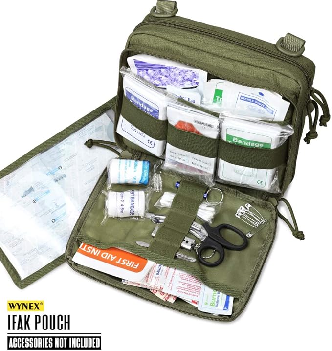 WYNEX Tactical Molle Admin Pouch of Double Layer Design, Admin Pouches Molle Attachment Military Medical EMT Organizer with Map Pocket EDC EMT Pack IFAK Tool Holder Universal U.S.A Patch Included
